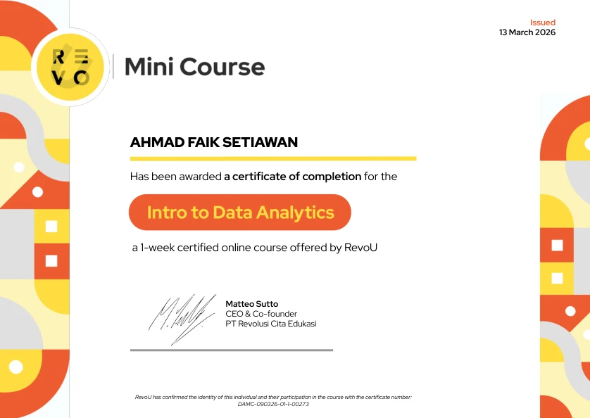Mini Course Data Analytics Certificate