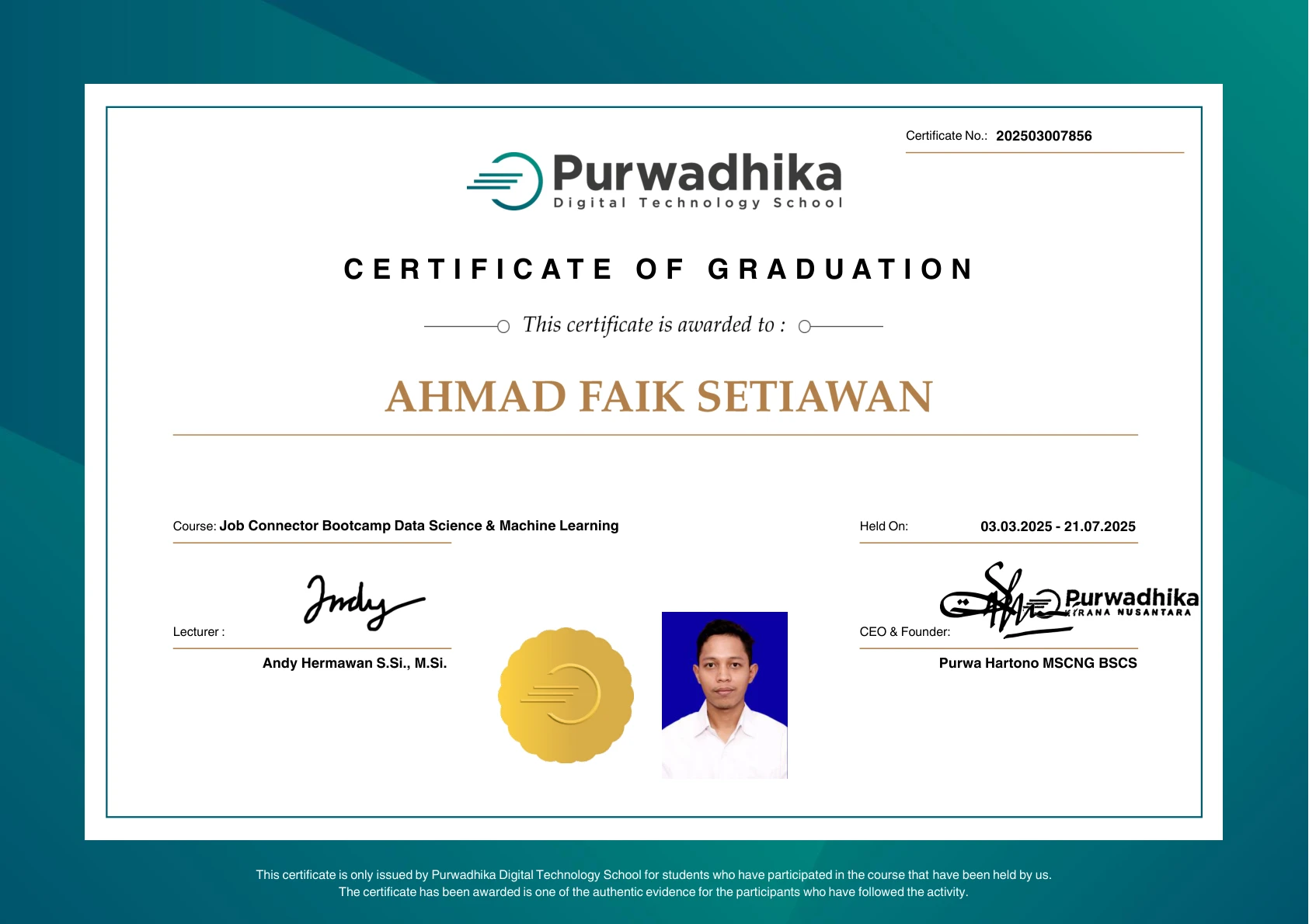 Data Science & Machine Learning Certificate