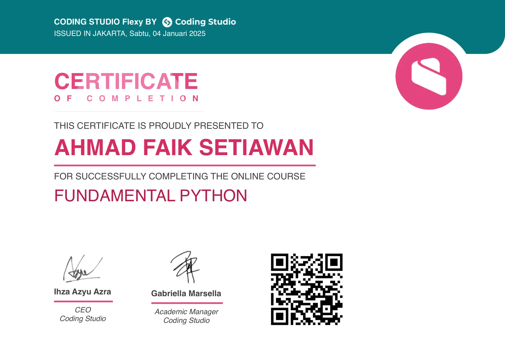 Python for Data Analytics Certificate